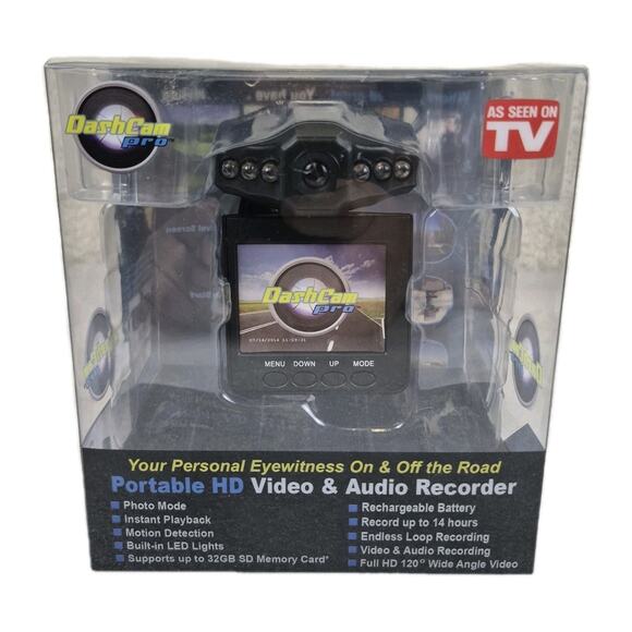 NEW Dash Cam PRO Portable HD Video & Audio Recorder - As Seen On TV Black NIB - Picture 1 of 7